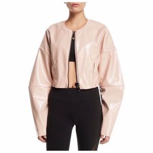 NWOT, ALO YOGA Liquid Cropped Shiny Jacket SZ:S, Pink